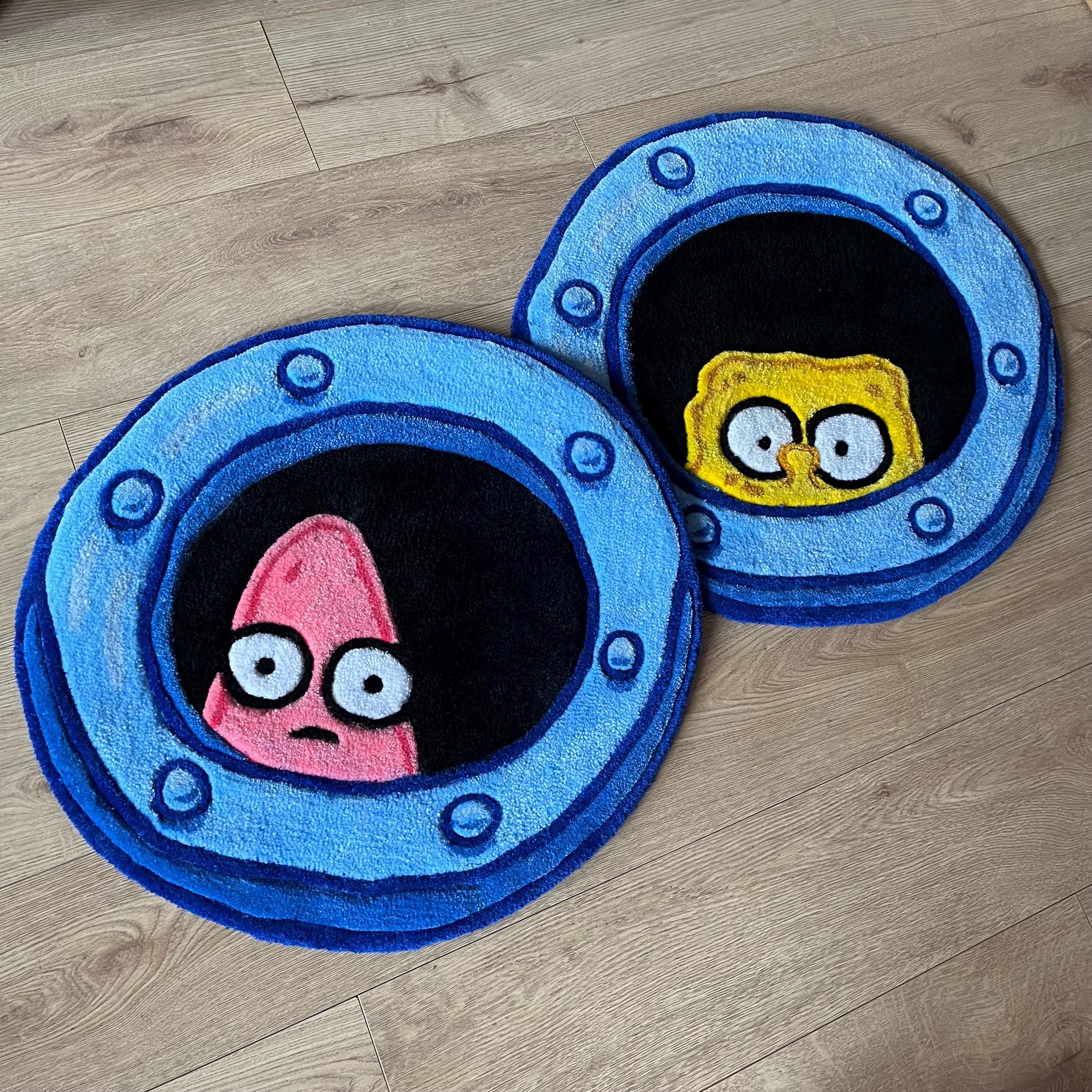 Spongebob Window Rug Porthole Rug | Handmade Tufted Rug | Spongebob Rug | Funky Rug | Rug ...