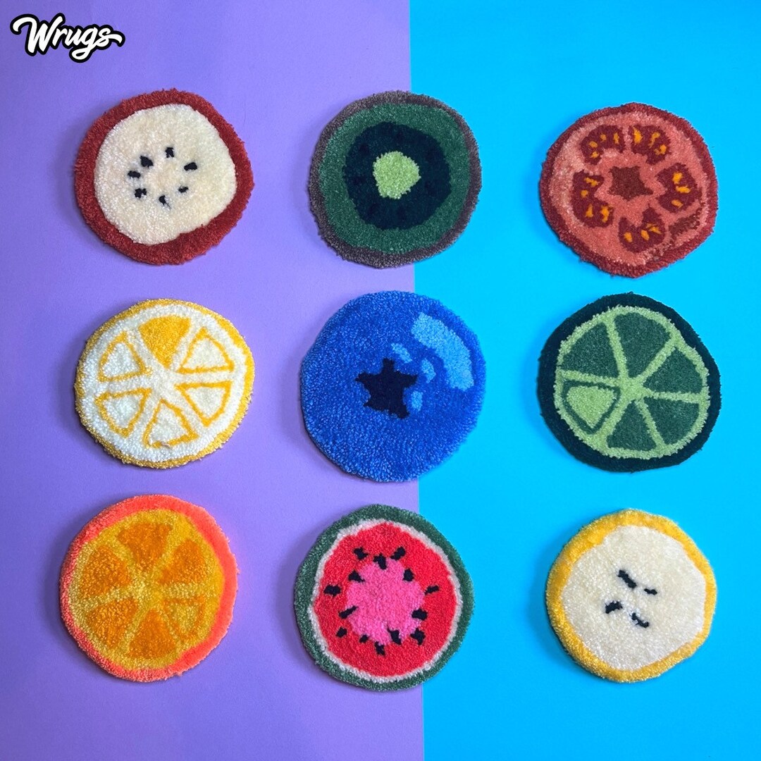 Fruit Tufted Coaster Coaster Mini Mug Rug Handmade Mug Rug Gift Ideas ...