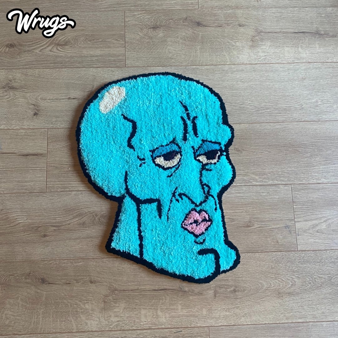 Handsome Squidward HandTufted Rug With Iconic Nickelodeon Etsy