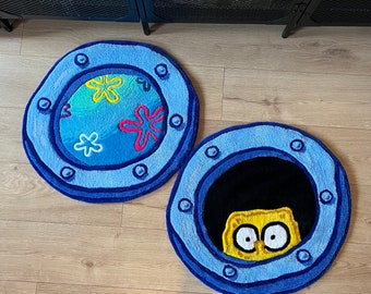 Porthole Rug | Handmade Tufted Rug | Spongebob Rug | Funky Rug | Rug For Bedroom Aesthetic
