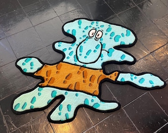Squashed Squidward | Handmade Tufted Rug | Spongebob Rug | Funky Rug | Rug For Bedroom Aesthetic