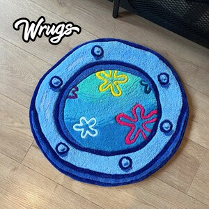 Porthole Rug 2 | Handmade Tufted Rug | Spongebob Rug | Funky Rug | Rug For Bedroom Aesthetic