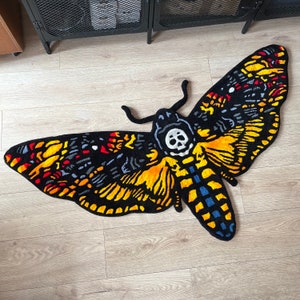 Tufted Moth Rug | Custom Butterfly Rug | Death’s Head Moth Rug | Butterfly Decor | Punch needle rug | Gift Ideas