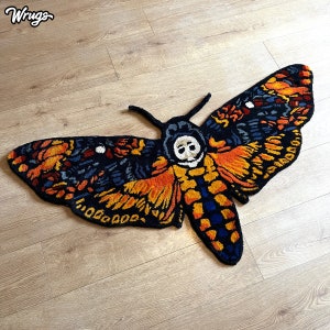 Tufted Moth Rug | Custom Butterfly Rug | Death’s Head Moth Rug | Butterfly Decor | Punch needle rug | Gift Ideas