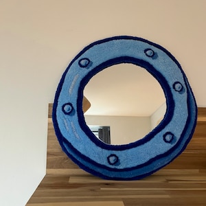 Porthole Tufted Mirror | Personalised Round Rugs | Hand Tufted Rugs | Living Room Home Decor | Cool Round Design Tufted Rugs | Gift Ideas