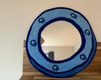 Porthole Tufted Mirror | Personalised Round Rugs | Hand Tufted Rugs | Living Room Home Decor | Cool Round Design Tufted Rugs | Gift Ideas