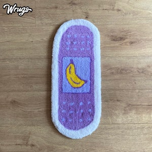 Banana Bandaid Rug | Fruit Rug | Kawaii Rug | Cute Banana Rug | Menhera