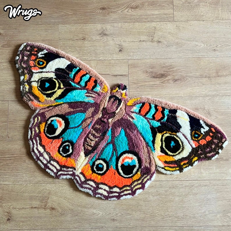 Tufted Butterfly Rug Custom Butterfly Rug Blue Common Etsy