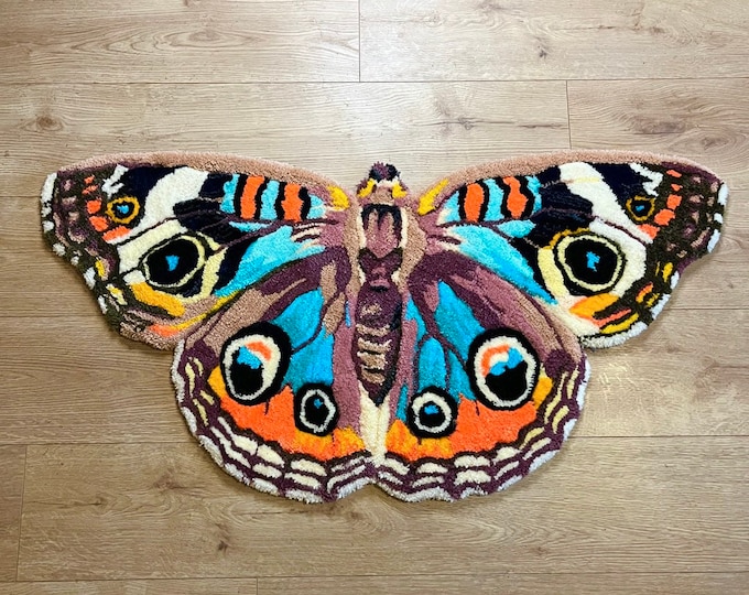 Tufted Butterfly Rug Custom Butterfly Rug Blue Common Buckeye Butterfly