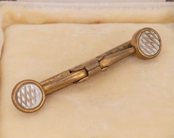 Lot Of 5 Old Rare Vintage Solid Brass Ridged Spooled End Collar Bars New Old Stock DIY Steampunk Piercings Jewelry Making