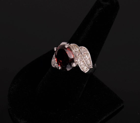 Vintage 1980s-1990s Diamante and Glass Garnet Coc… - image 6