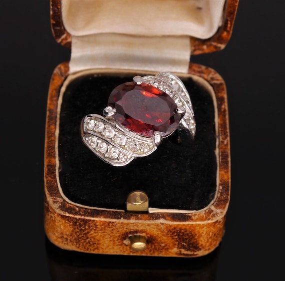 Vintage 1980s-1990s Diamante and Glass Garnet Coc… - image 1