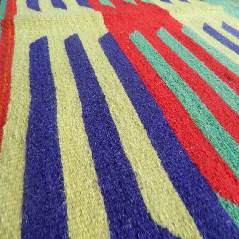 Turkish Kilim Rug 31/'/'x41/'/' Anatolian Vintage Unique Handwoven Glossy Wool Kilim Rug Handmade Bohemian Reversible Authentic Shiny Area Rug