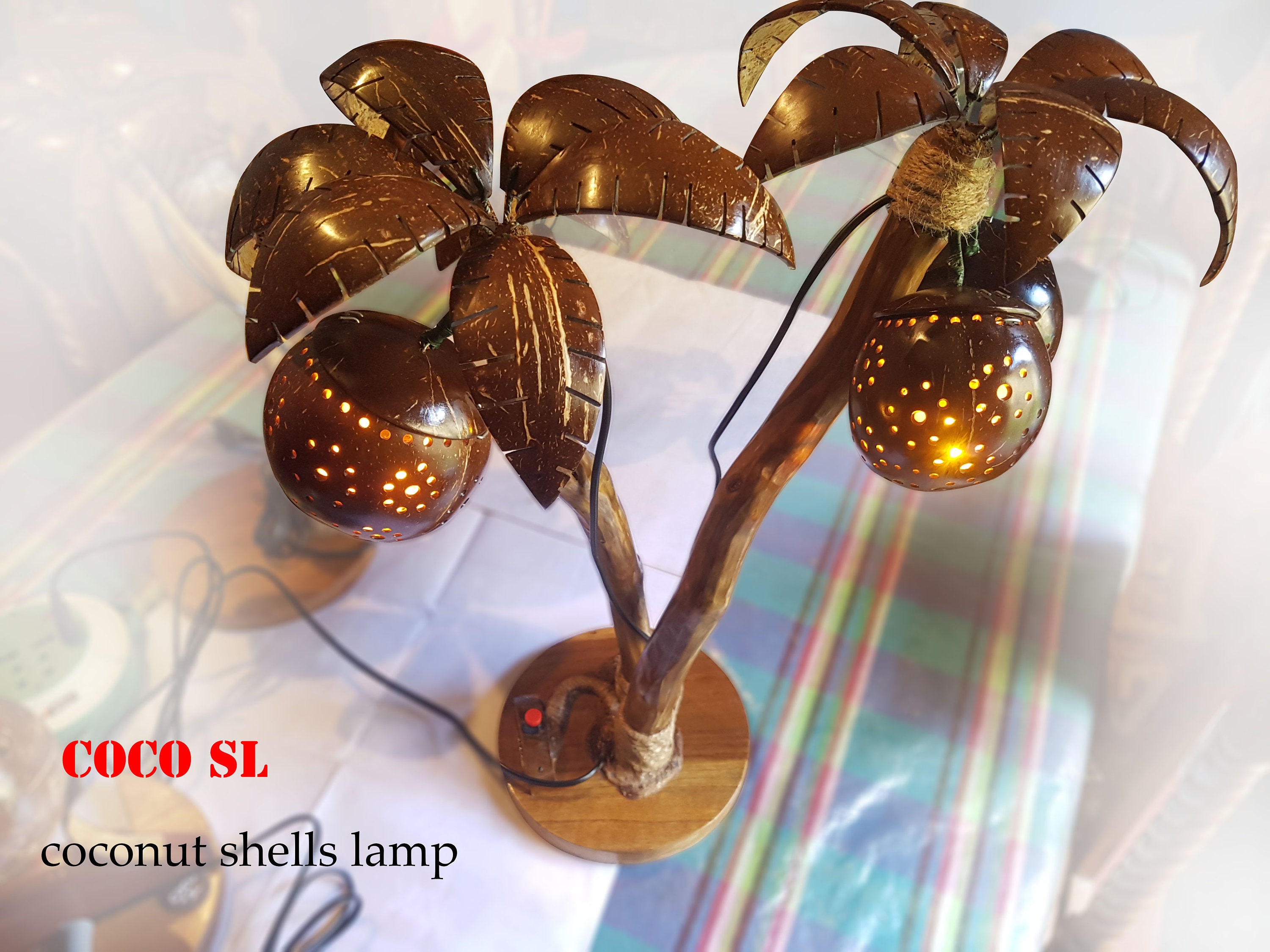 Coconut shells lamp Table Lamp Shades Palm Tree Coconut Shell Etsy