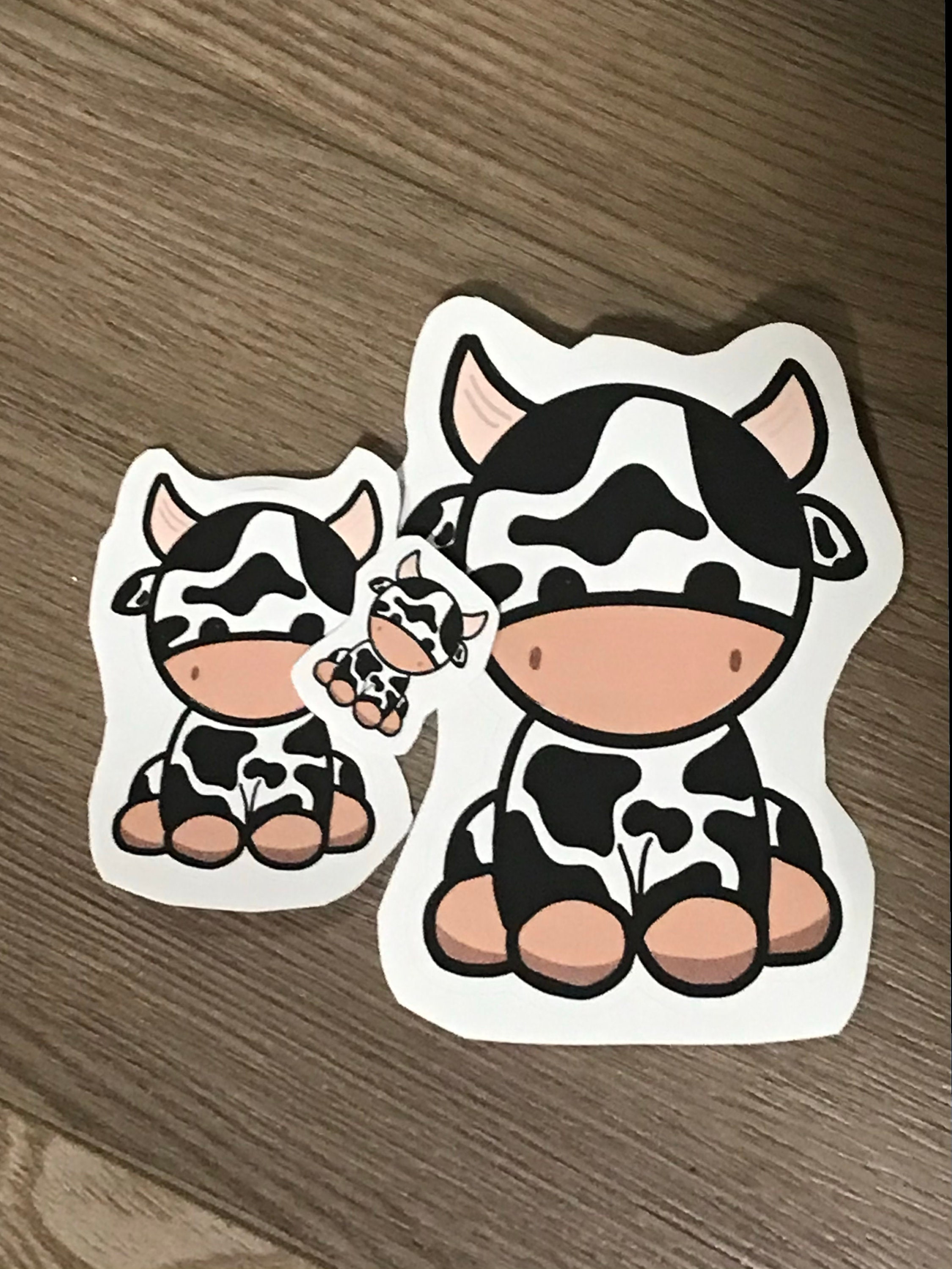 Cute kawaii cow sticker Vinyl Glossy Etsy