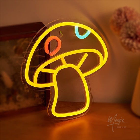 Mushroom Neon Sign With 3D Artcolorful Neon Sign Mushroom - Etsy
