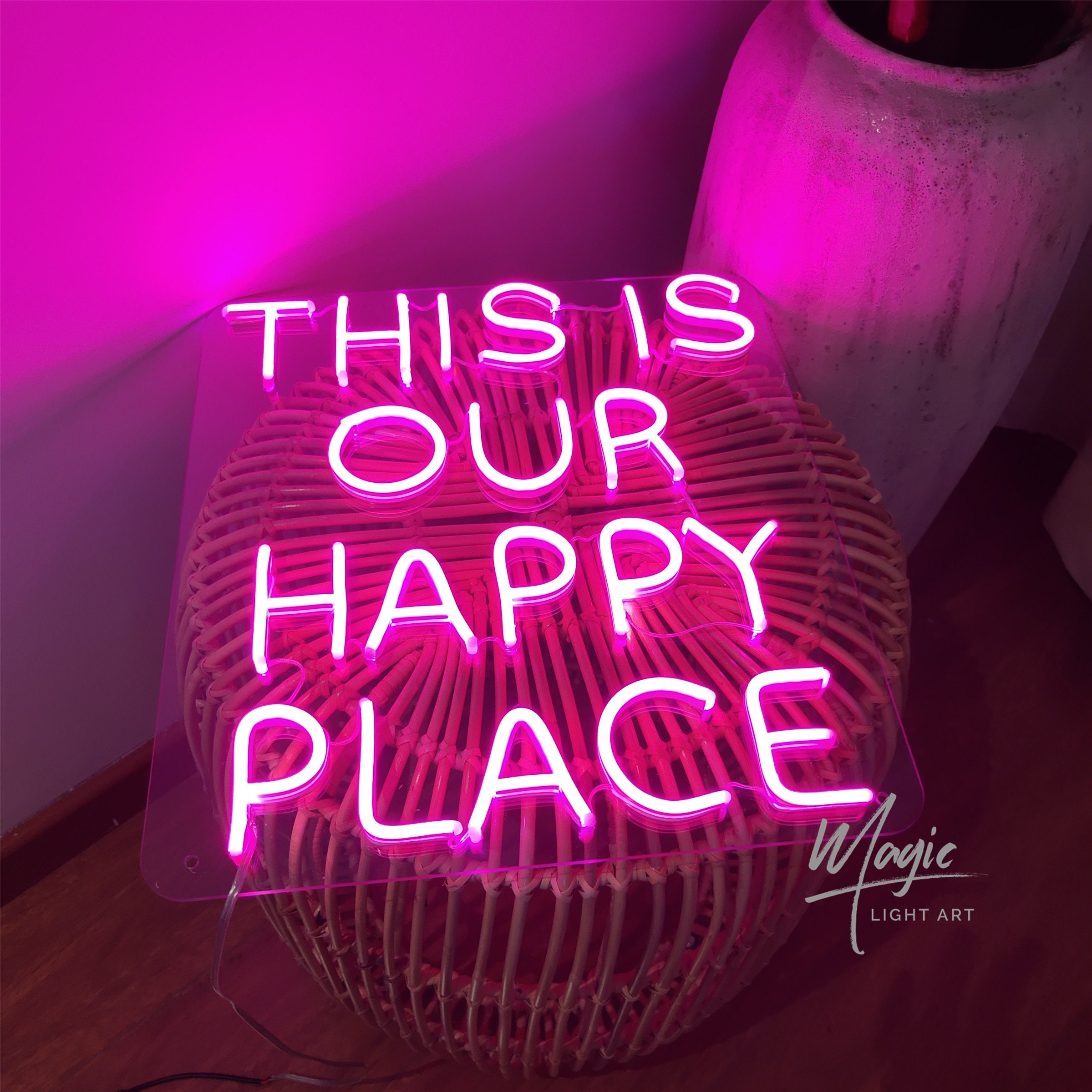 Custom Neon Sign This Is Our Happy Place Neon Sign Light Etsy