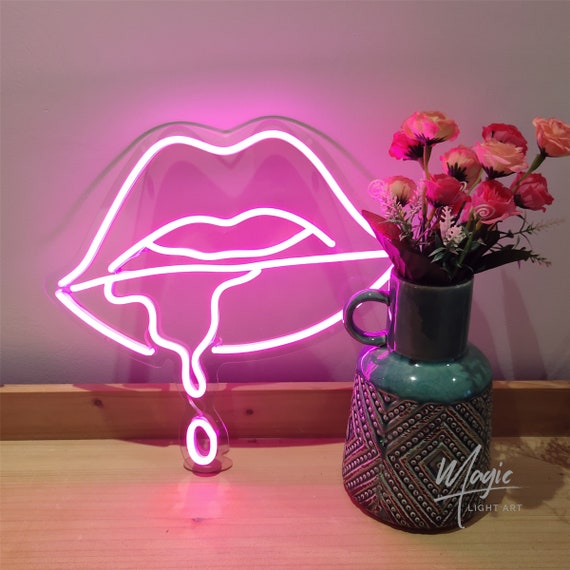 Dripping Lips Neon Sign Flex Led Neon Light Sign Led Text - Etsy