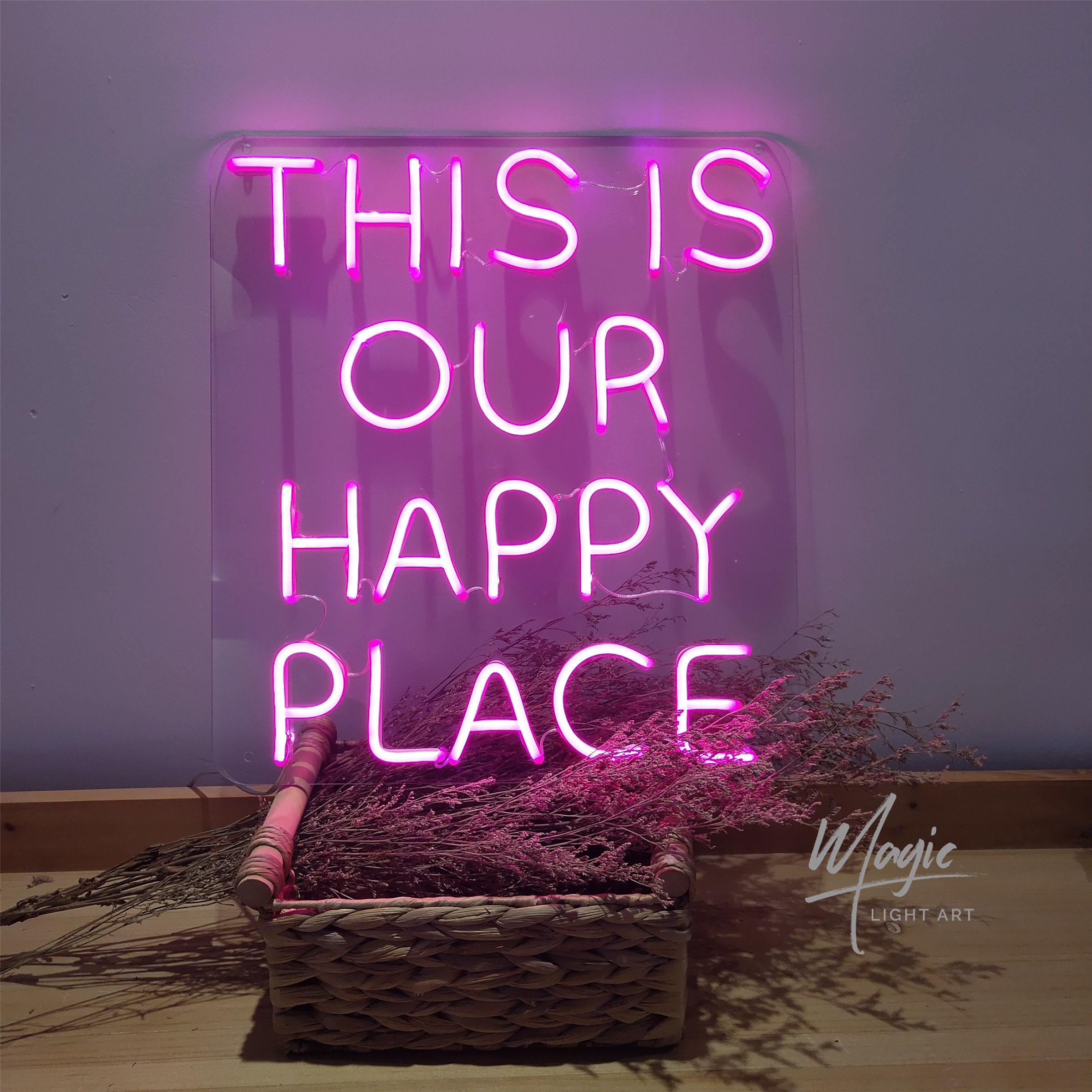 Custom Neon Sign This Is Our Happy Place Neon Sign Light Etsy