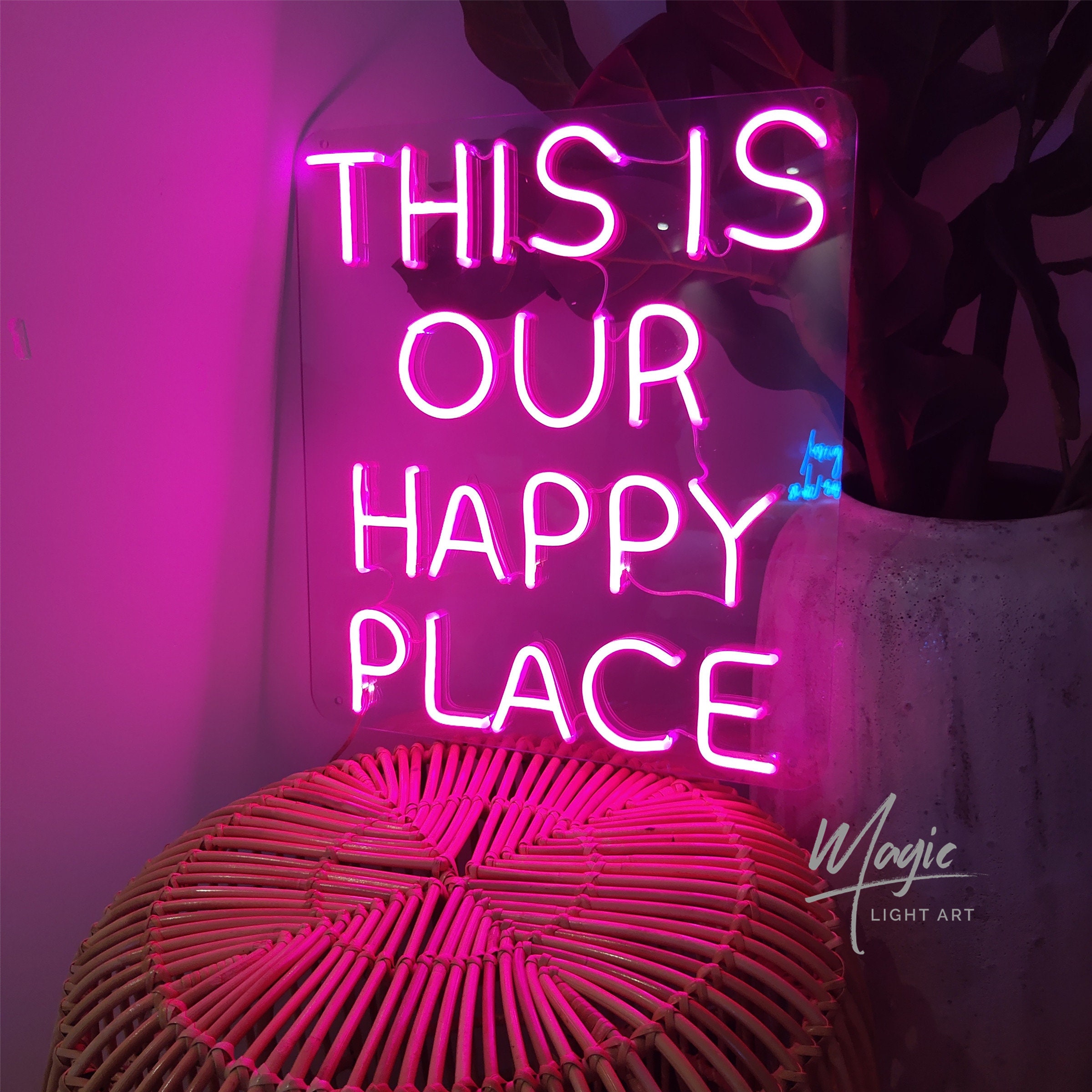 Custom Neon Sign This Is Our Happy Place Neon Sign Light Etsy