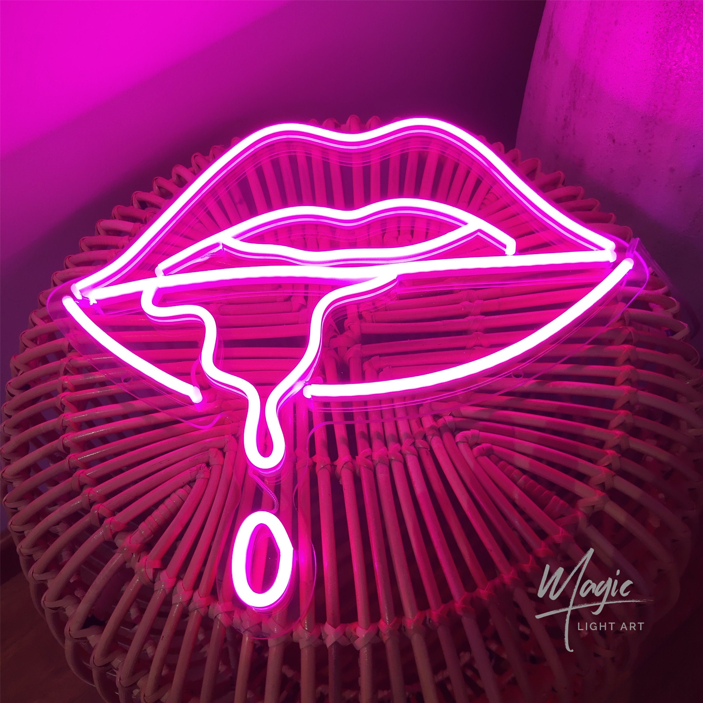 Dripping Lips Neon Sign Flex Led Neon Light Sign Led Text - Etsy