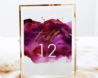 Gold Table Number INSTANT DOWNLOAD Pink and Gold Watercolor Table Number Quincea\u00f1era Table Number Table Number Reception Table Number