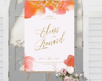 Templett DIY wedding templates Watercolor Orange IN044 Minimalist wedding Orange /& Gold Wedding Bundle INSTANT DOWNLOAD template