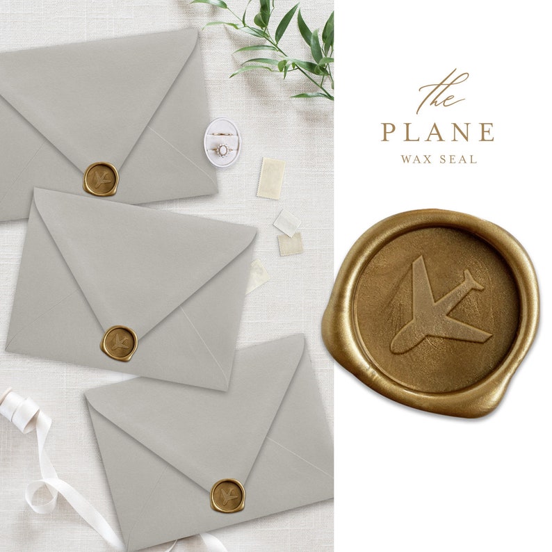 Plane Wax Seal Stickers Antique gold Invitation Wax Seal Etsy