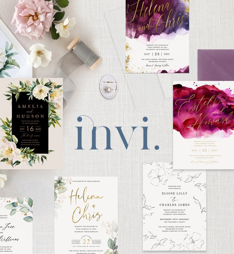 Templett DIY wedding templates Watercolor Orange IN044 Minimalist wedding Orange /& Gold Wedding Bundle INSTANT DOWNLOAD template