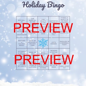 Printable Secular Holiday/Winter Bingo Game Card for Zoom Parties Instant Download