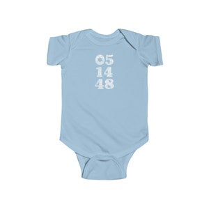 05-14-48 Jewish Baby Onesie, cute Jewish baby clothes, Jewish baby bodysuit, 05.14.48, foundation of Israel, Jewish baby gift