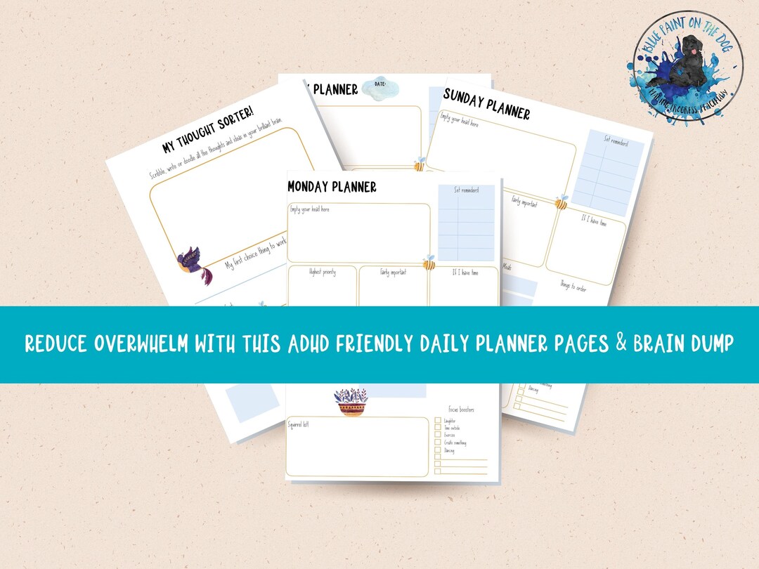 Printable ADHD Daily Planner Page Bundle | Digital Download | to Do ...