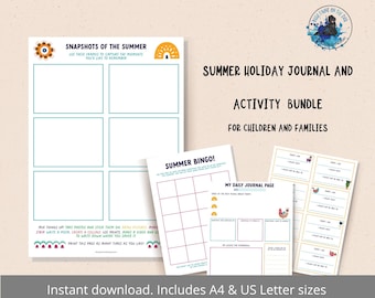 Imprimibles de actividades de verano para niños, diario de vacaciones de verano para niños, lista de deseos de verano imprimible, actividades familiares