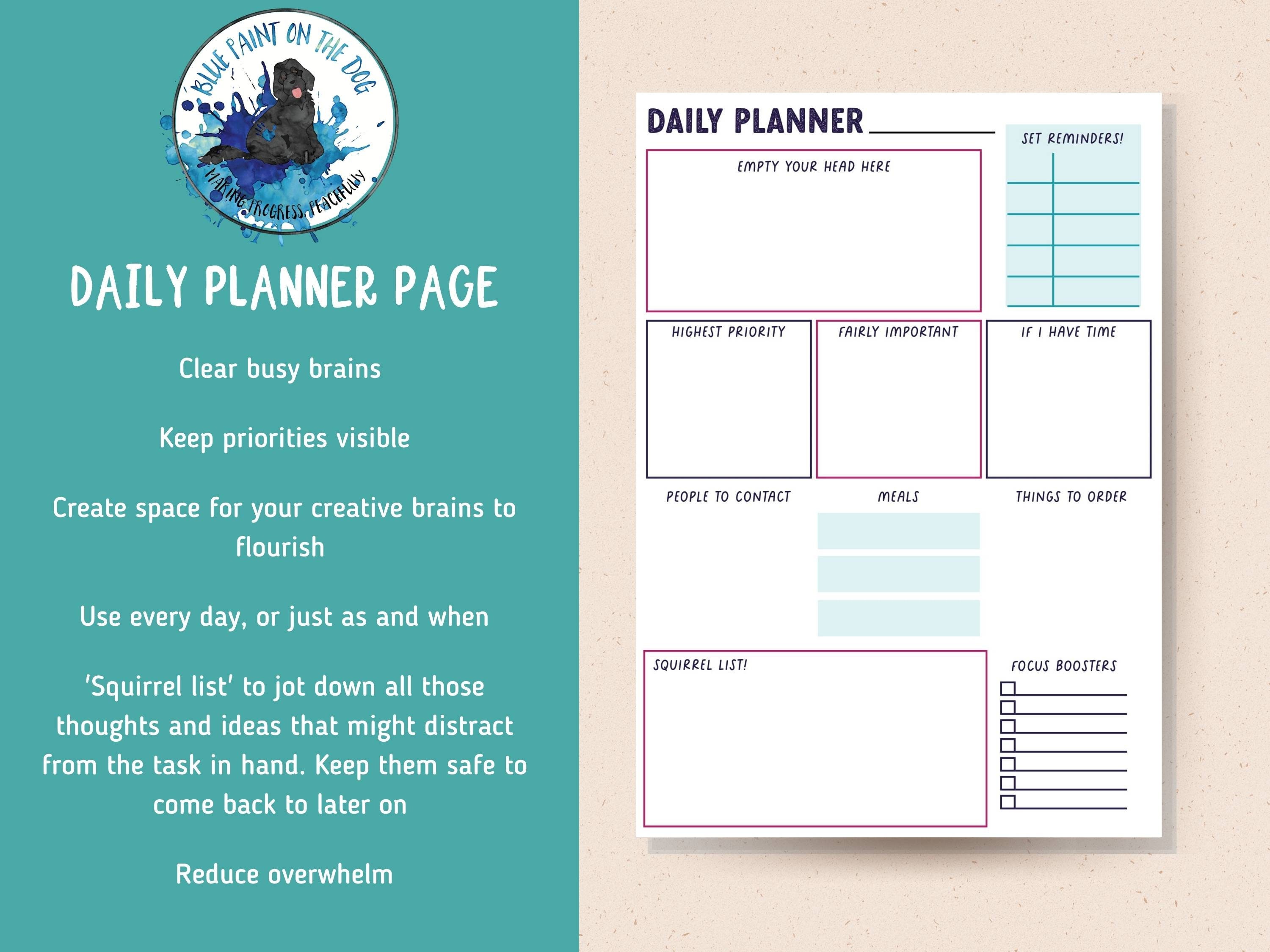 Printable ADHD Daily Planner Pages Bundle, Digital Download, to Do List ...
