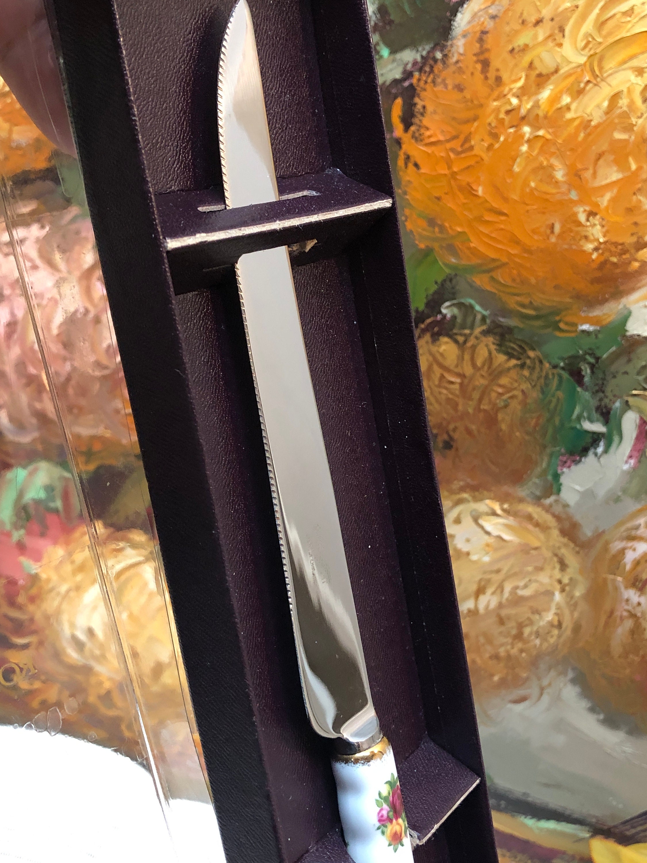 Royal Albert Cake Knife, Old Country Rose, 1960s Bone China 