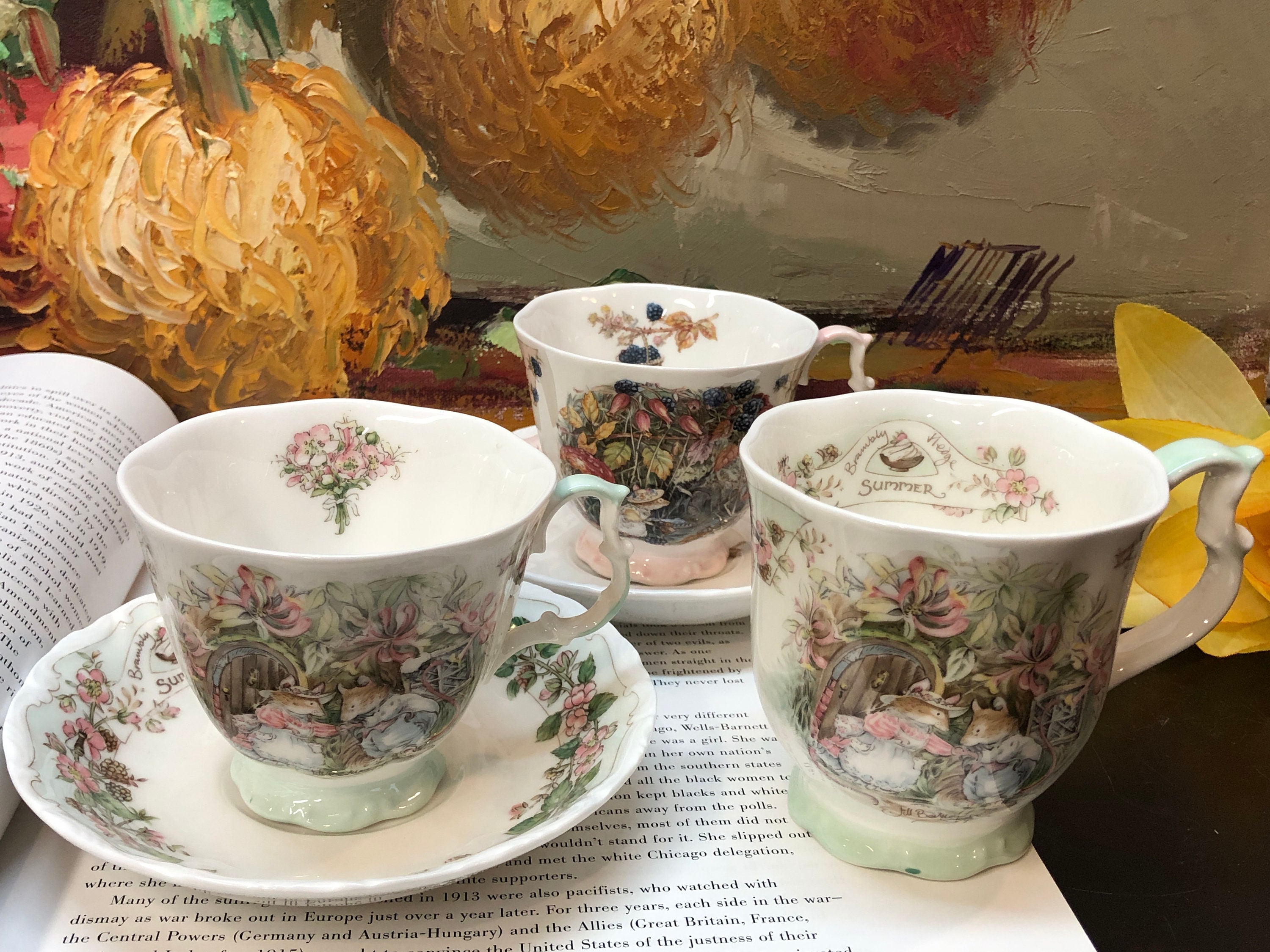 Royal Doulton Brambley Hedge Four Seasons, Trio Set & Mug, English