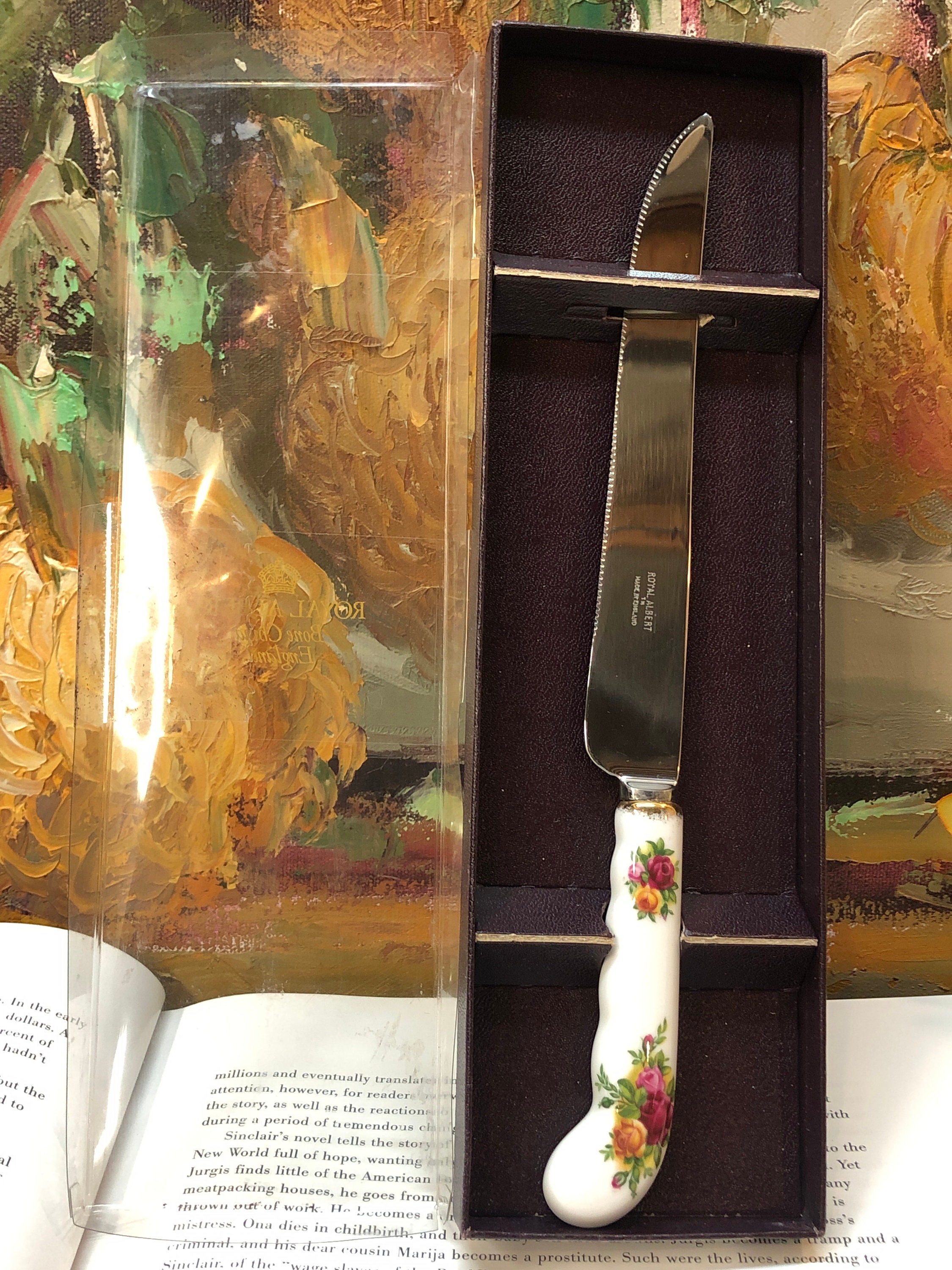Royal Albert Cake Knife, Old Country Rose, 1960s Bone China 