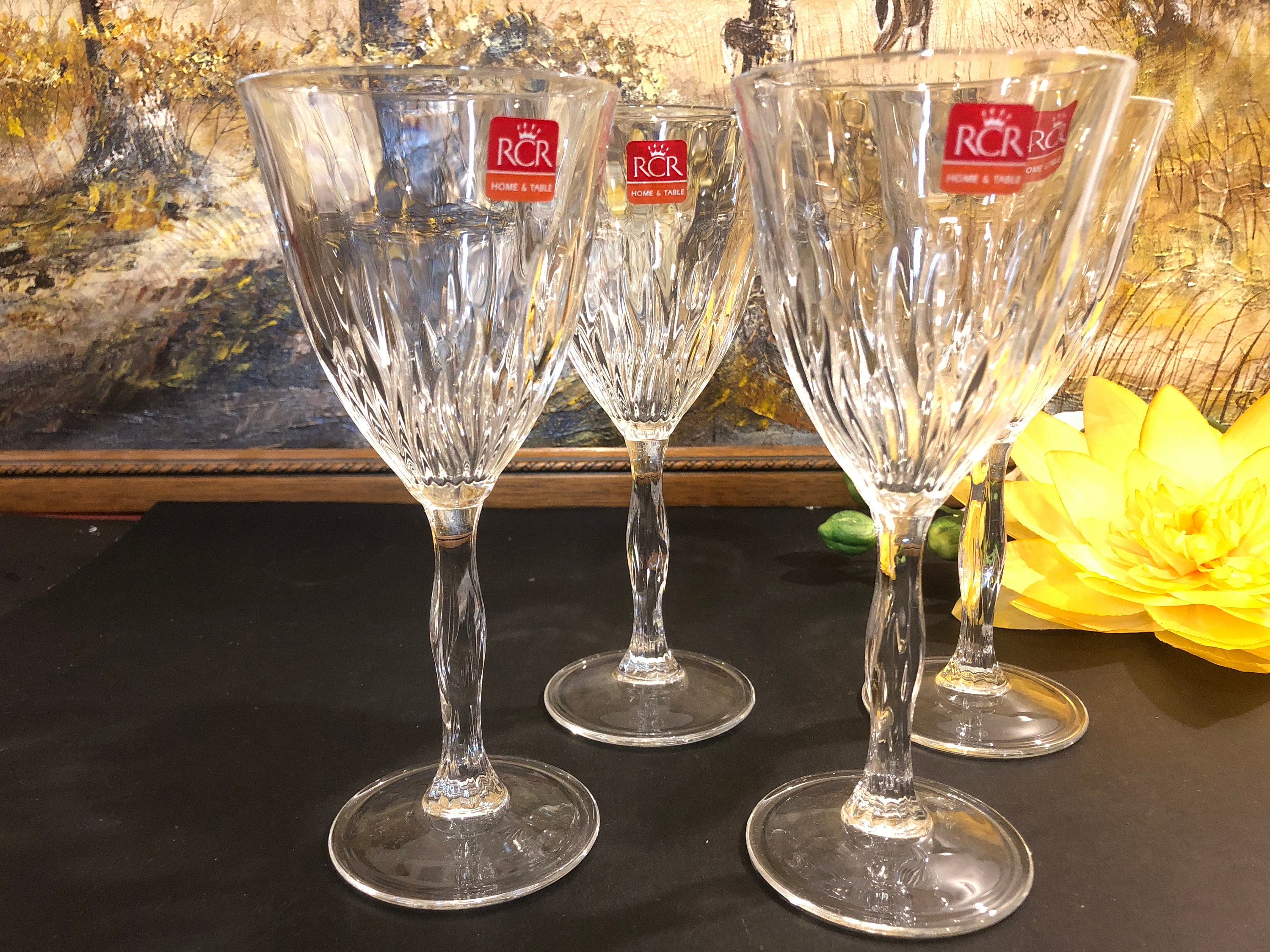 4 RCR Crystal Wine Glasses Cut Lead Crystal Glass Set, Vintage Wine Glass,  Italian Crystal Wine Glass, Vintage Crystal Flutes -  Israel