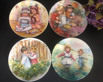 Vintage Wedgwood Plates, Set of 4, My Memories, Mary Vickers, Collectible Plates, Wall Plates, Limited Edition, Signed, Made in England,Gift