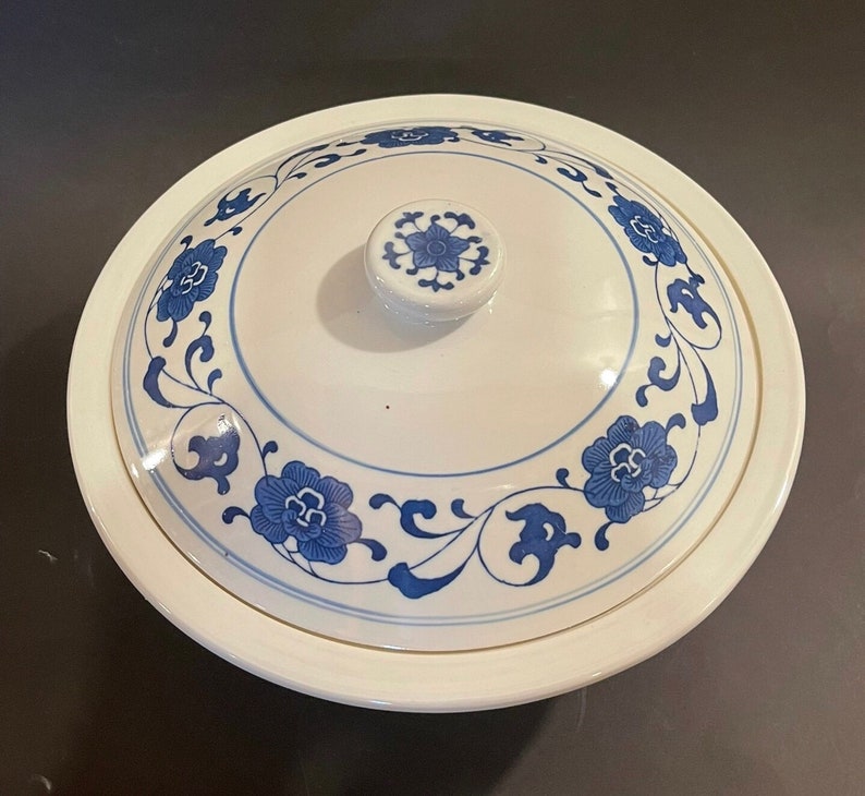Vintage Chinese Soup Bowl With Lid Blue and White Porcelain Etsy