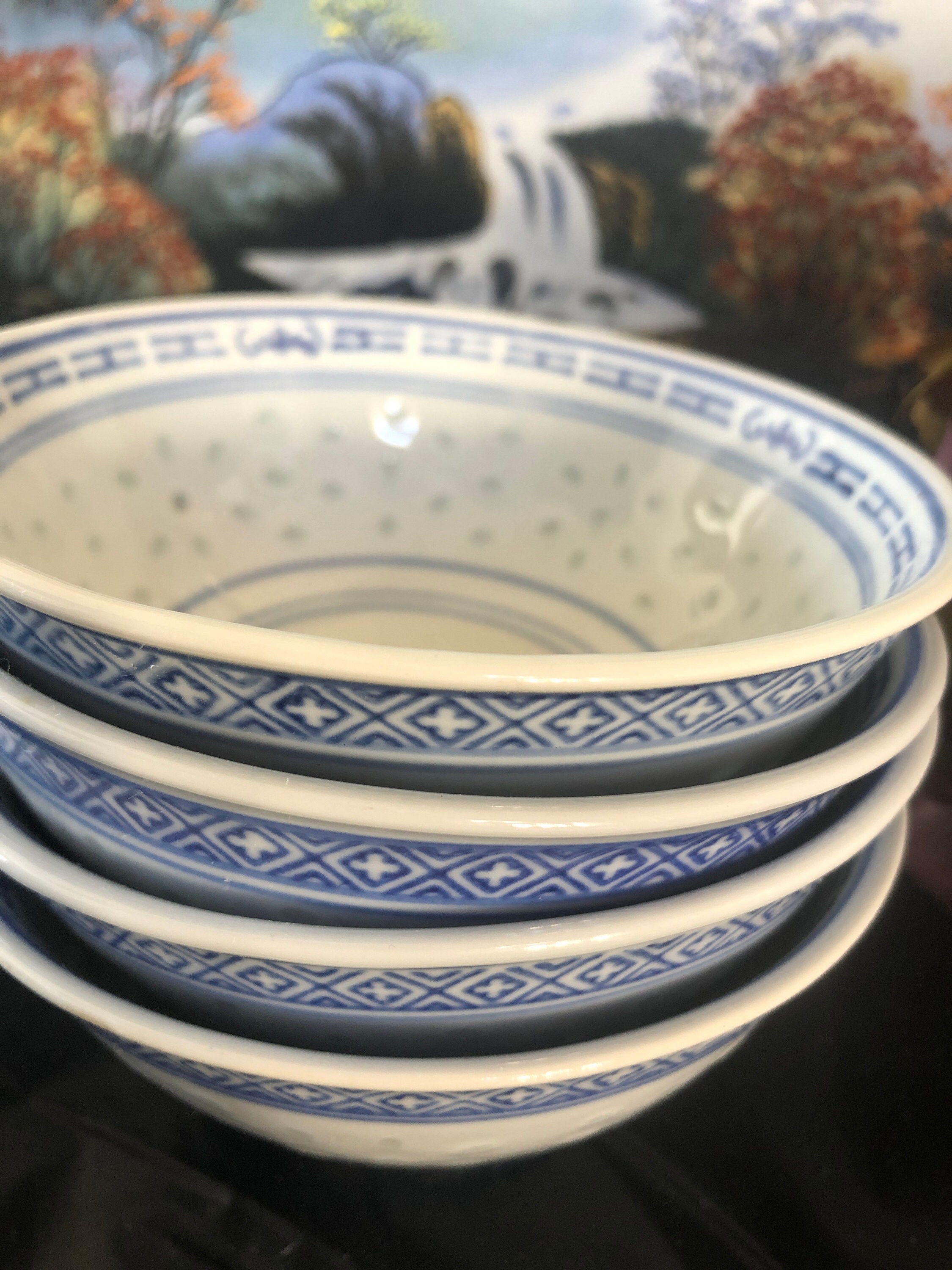 Chinese Vintage Rice Bowls with Flowers Design Set of 4 Rice Etsy