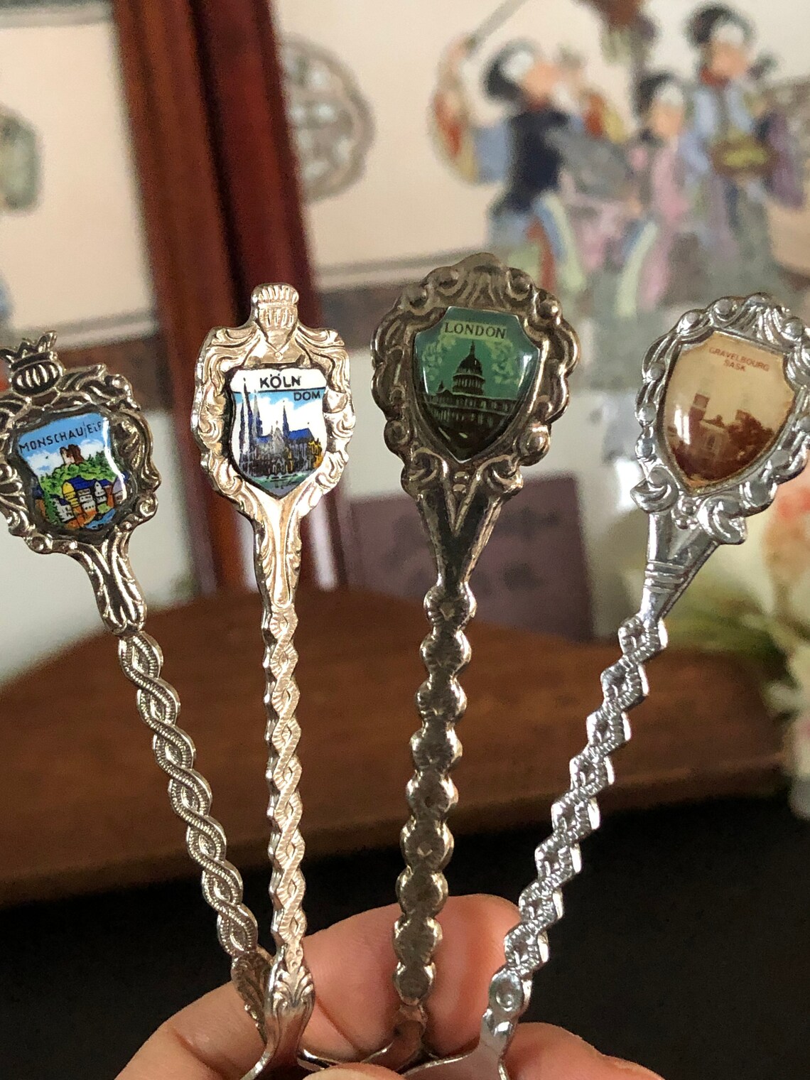 Vintage 14 Souvenir Spoons EPNS Spoons Solid Wood Spoon Etsy Canada