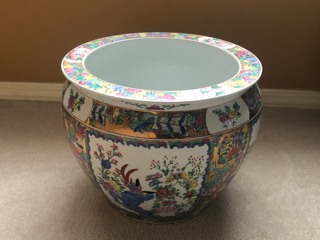 Vintage Large Chinese Bonsai Pot Antique Porcelain Ceramic Etsy