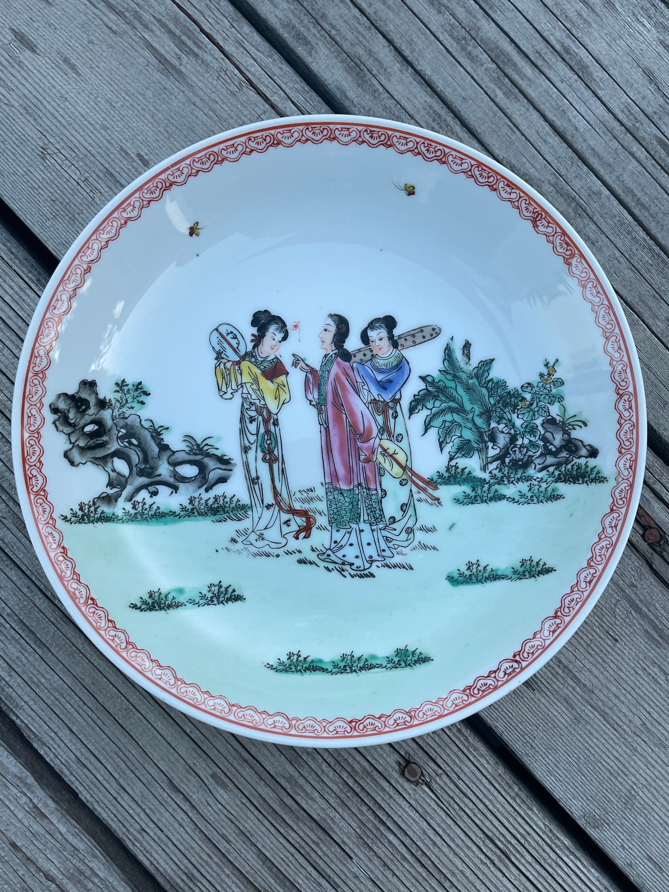 Vintage Chinese Plate, Republic, MinGuo, Hand Painted Figurine Plate, Chinese Beauties, Collectable Plate, Wall Plate, Wall Decor, Gift