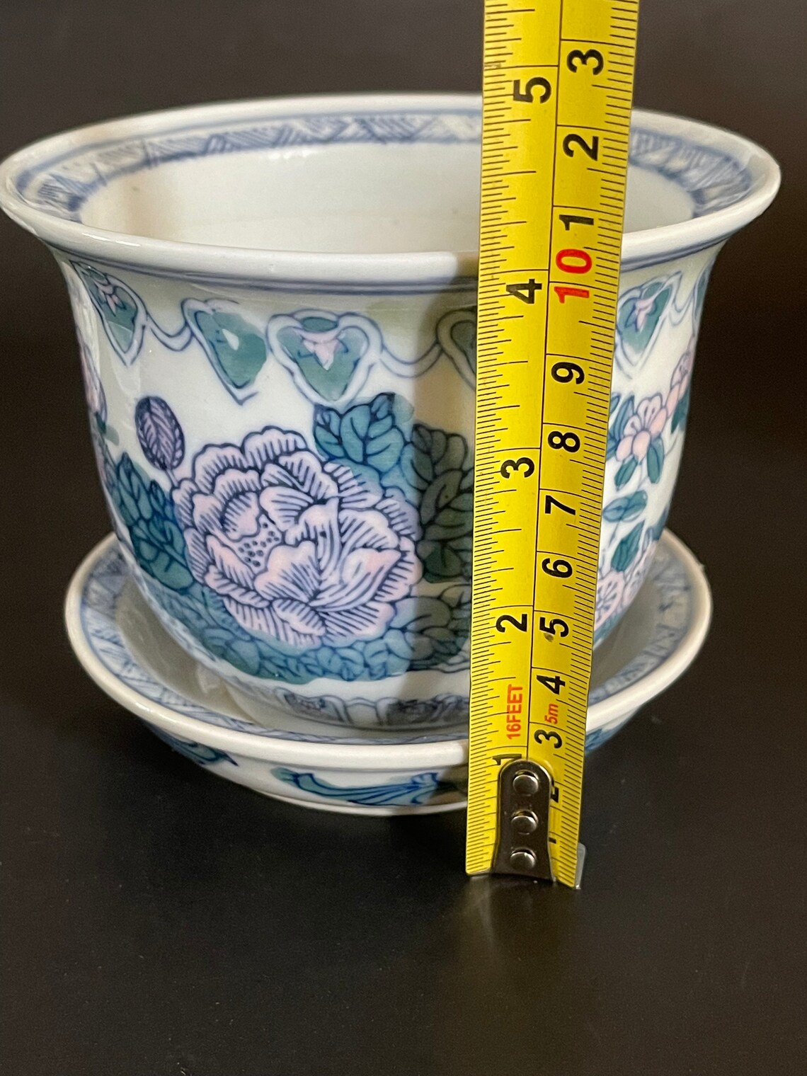 Vintage Chinese Bonsai Pots With Plates Set of 2 Antique Etsy UK