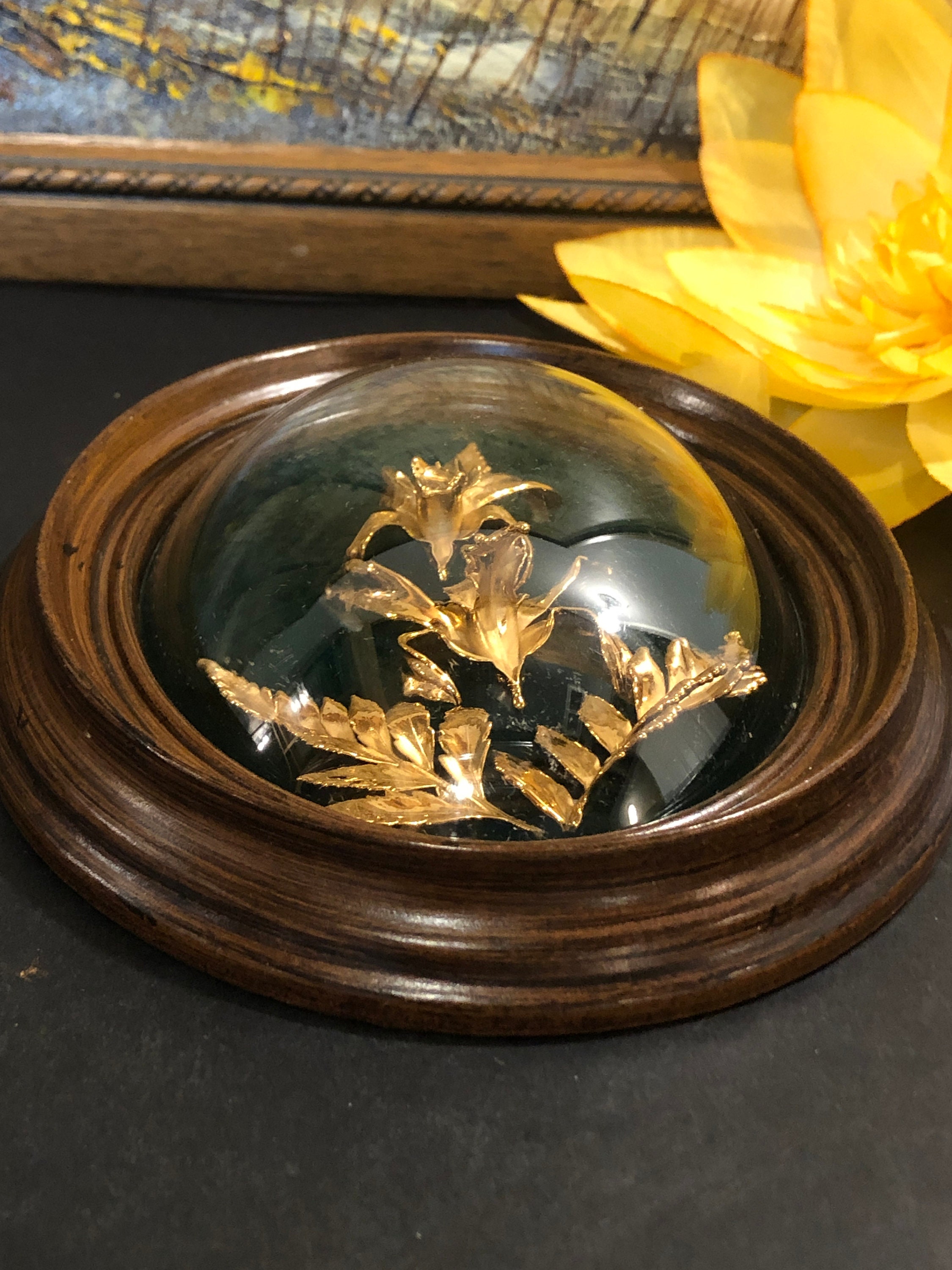 本物の花フレーム入り リーフ インテリア 壁掛け 24K GOLD