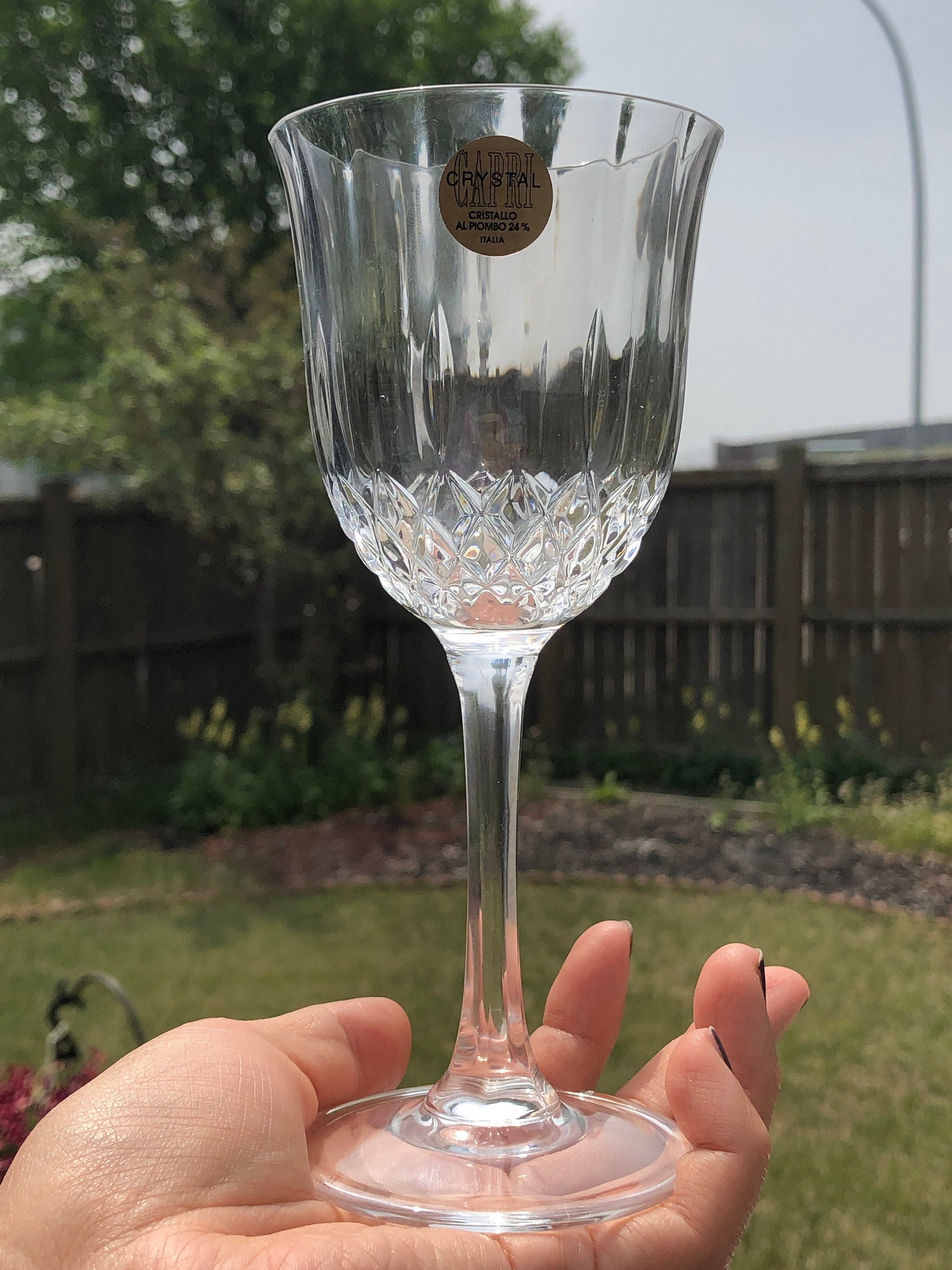 4 CAPRI Crystal Wine Glasses Cut Lead Crystal Glass Set Etsy