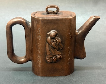 Hand Carved Yixing Zisha Teapot, Figurine, Small Teapot, Chinese Teapot, Gift