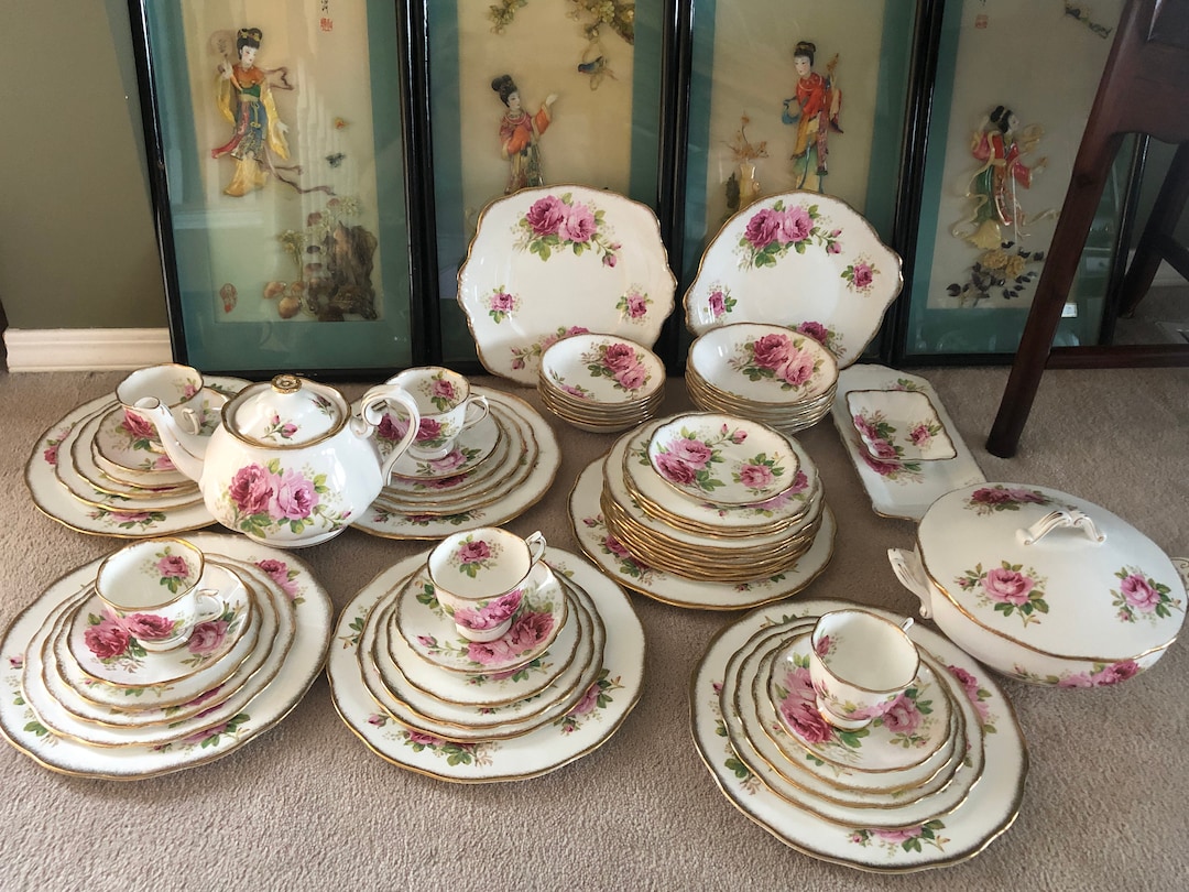 Vintage Royal Albert Tea Set Dinner Set, American Beauty, Bone China ...