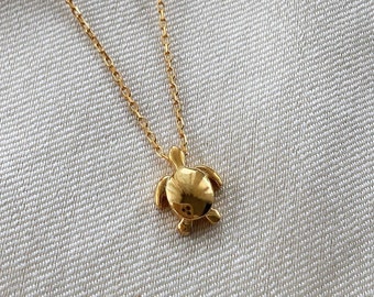 Tortoise Necklace, 14K Solid Gold Necklace, Turtle Charm, Sterling Silver Necklace, Lucky Animal, Minimalist, Christmas Gift, Birthday Gift.